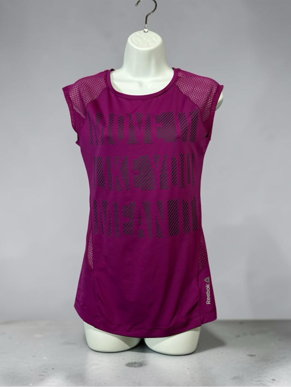 Reebok, PlayIce Womenโs Mesh Workout Top, Small, Magenta Stretch Activewear